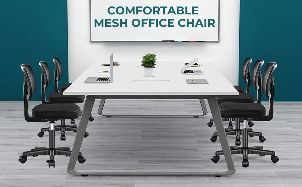 JHK Mesh with Lumbar Support Armless Office Chair Low Back with Wheels Adjustable Height 360° Rolling Swivel Computer Chair