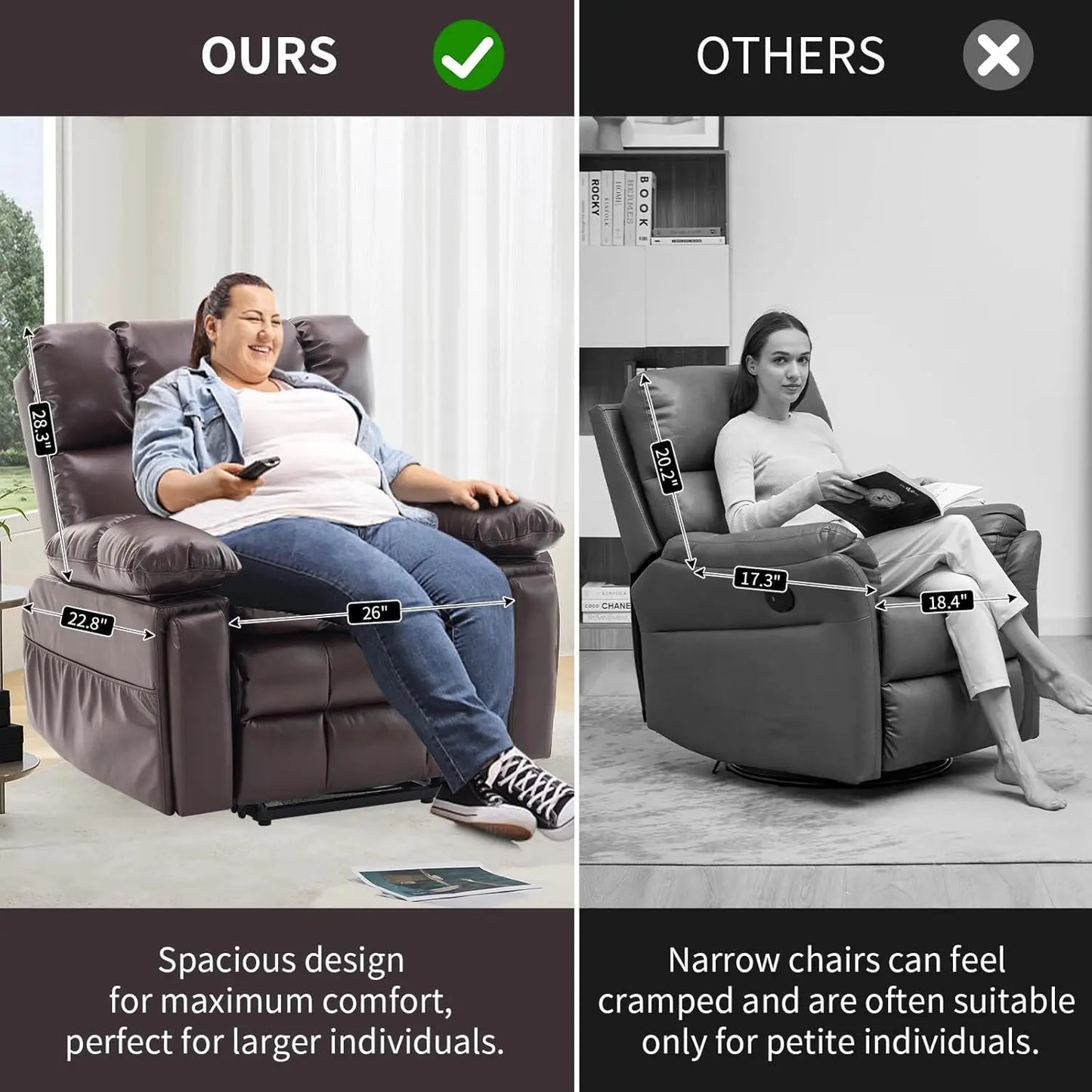 Oversized Dual Motor Power Lift Recliner Chair with Adjustable Headrest for Elderly Faux Leather Customizable Infinite Position