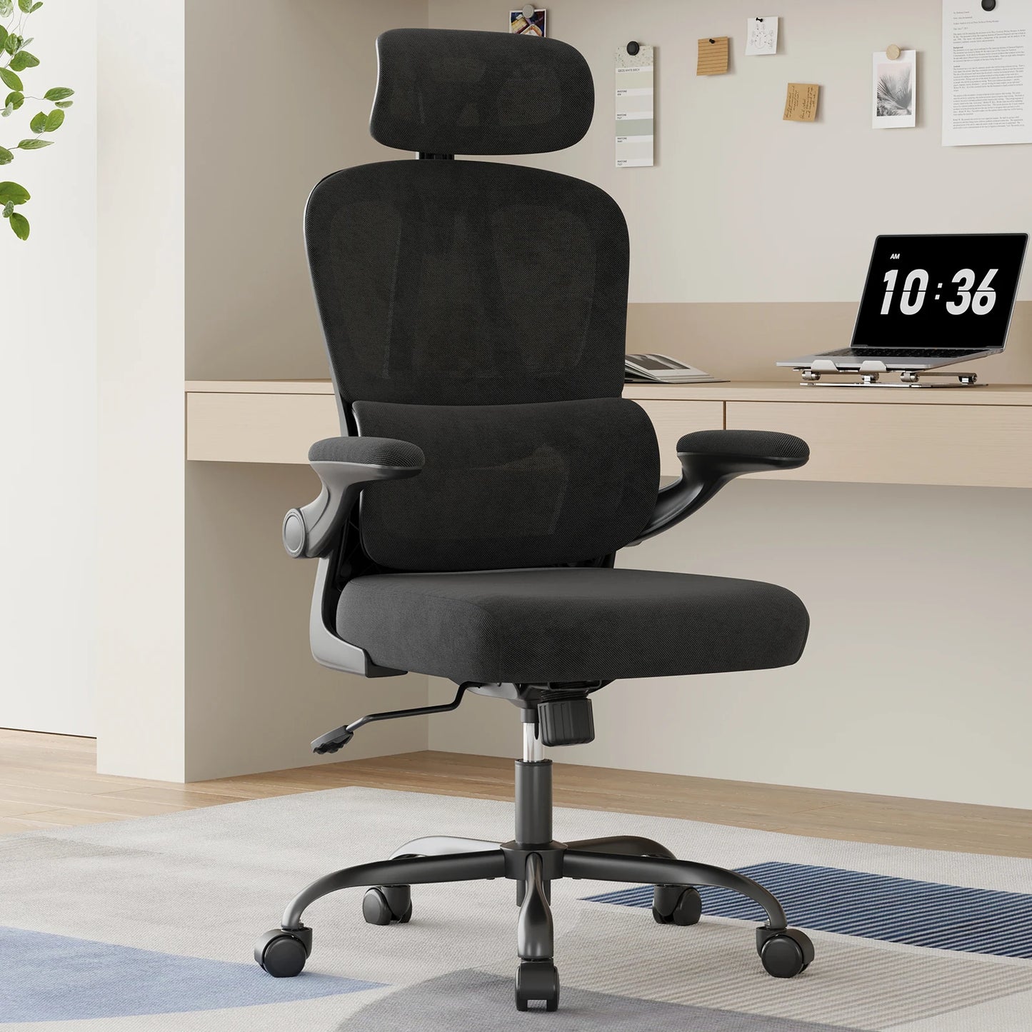 Ergonomic Office Chair, Desk Chair with Headrest and Lumbar Support, High Back Swivel Home Office Chair