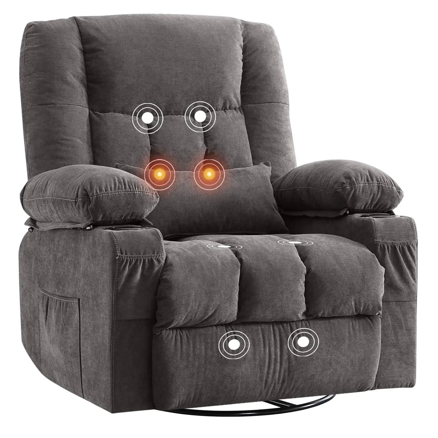 Massage Swivel Rocker Recliner Chair with Vibration Massage and Heat Ergonomic Lounge Chair for Living Room with, Customized