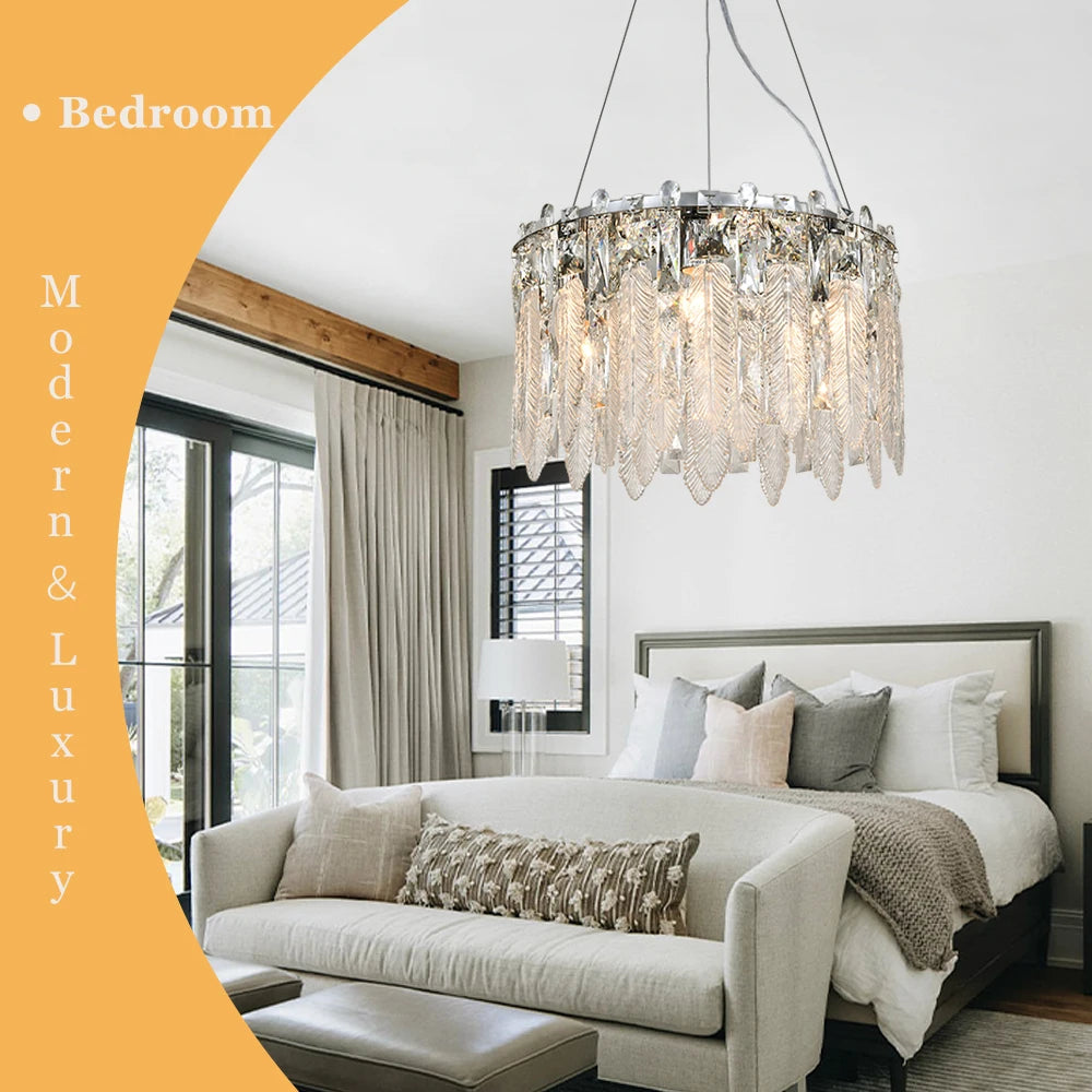 Modern Crystal Chandelier Living Room Ceiling Chandeliers Villa Loft Silver Lustre Lighting Home Decor Hanging Ceiling Lights