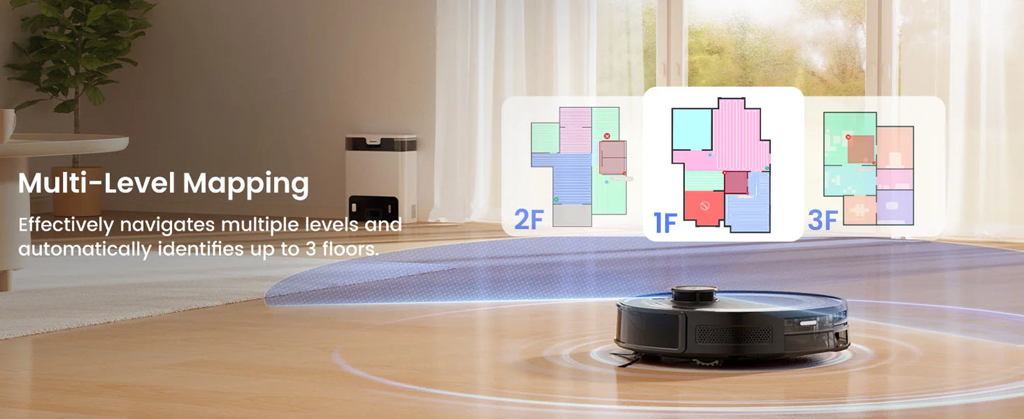 Lefant  Robot Vacuum Cleaner with Automatic Emptying M2S Pro,10000Pa, 240 Minutes, Laser Navigation DTOF, Ideal for Pet Hair