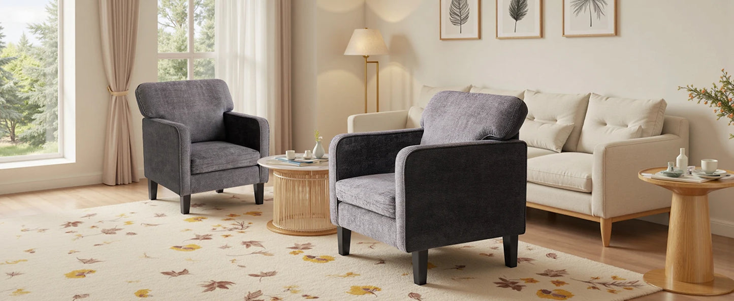 JHK Modern Accent Chairs for Living Room Ergonomic with Armrest and Backrest Lumbar Support Reading Lounge Chair For Bedroom