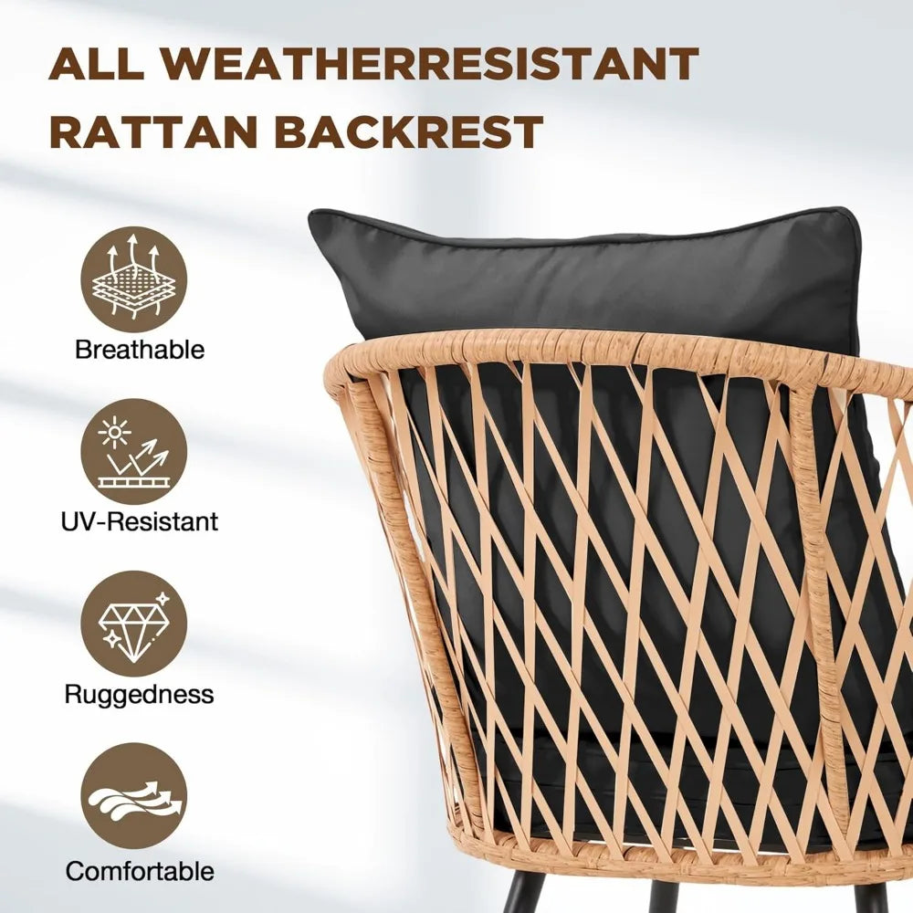 5/7/9-Piece All-Weather Rattan Patio Dining Set with 60" Wood Table Top, Removable Cushions & Umbrella Hole - Outdoor Furniture