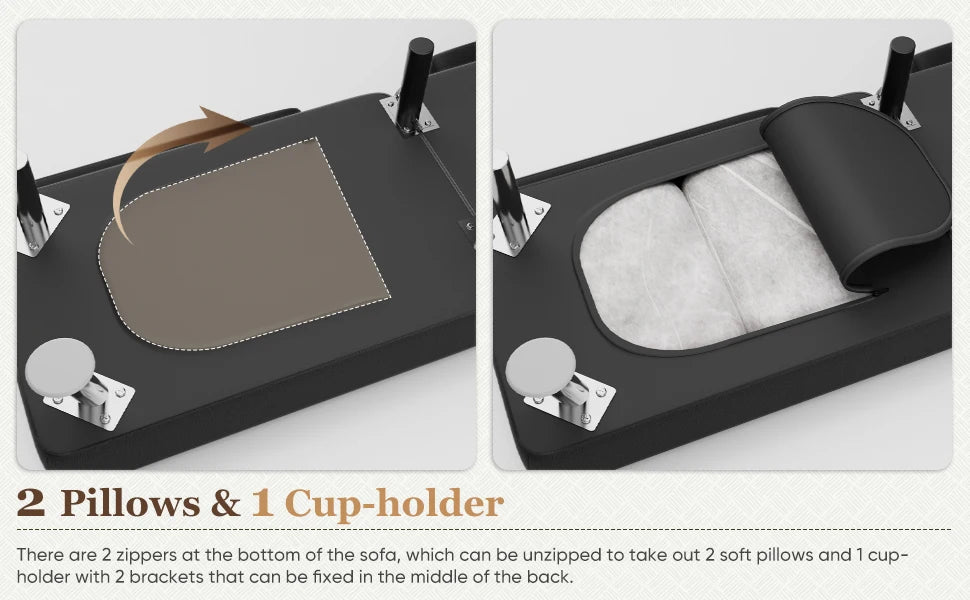 Convertible Folding Futon Sofa Bed Sleeper Couch for Living Room Faux Leather Upholstered Loveseat w/Removable Armrests