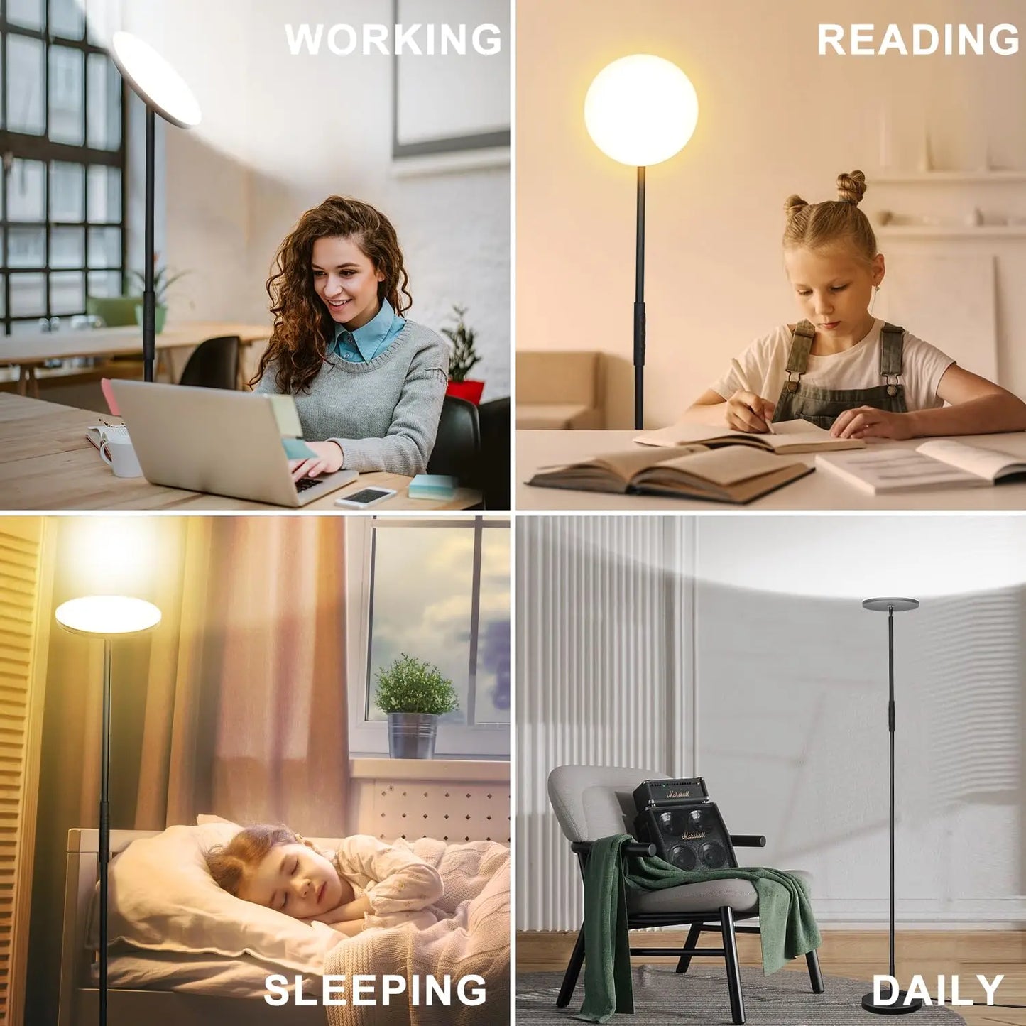 Upgraded Floor Lamp, 36 Watts 3600 Lumens, Super Bright Led Floor Lamp, Suitable for Living Room, Bedroom, Office, Modern Dimmable Tall Floor Lamp, with Remote Control