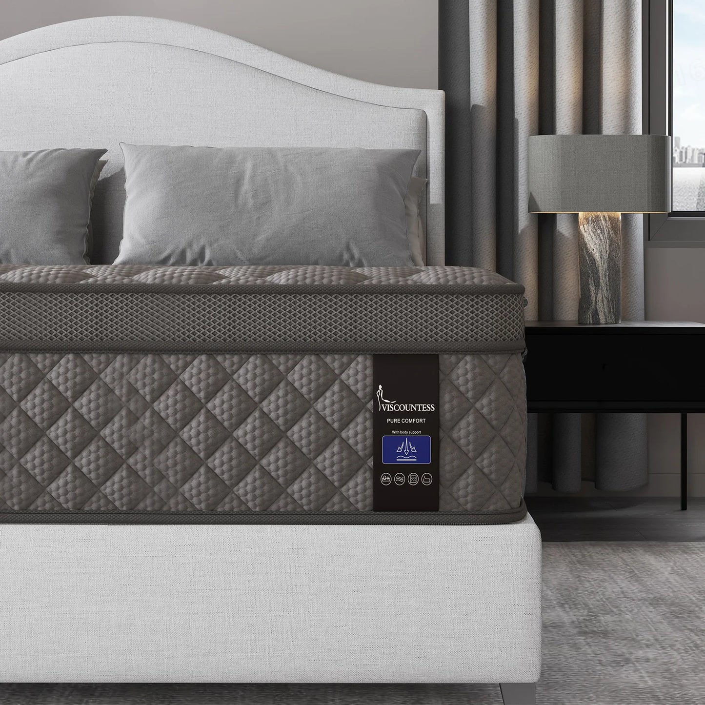 10"12"14"Twin Full Queen King Size Mattress in a Box Hybrid Spring Memory Foam,Euro Top Mattresses Medium Firm for Motion Isolat