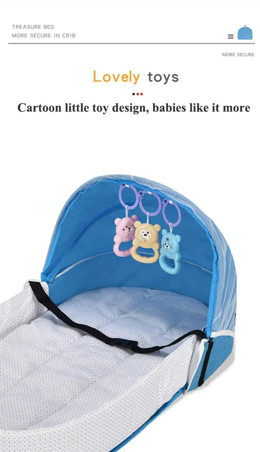 Portable Newborn Baby Bed - Bionic Isolation Travel Crib, Foldable Anti-Stress Bassinet for Baby