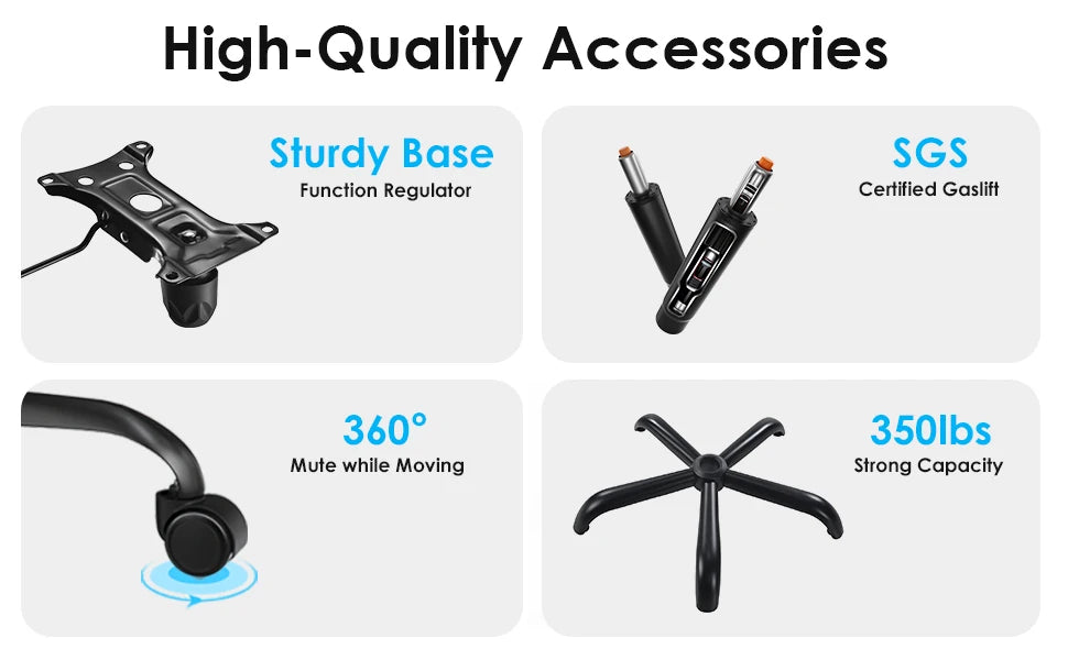 Ergonomic Office Chair, Desk Chair with Headrest and Lumbar Support, High Back Swivel Home Office Chair