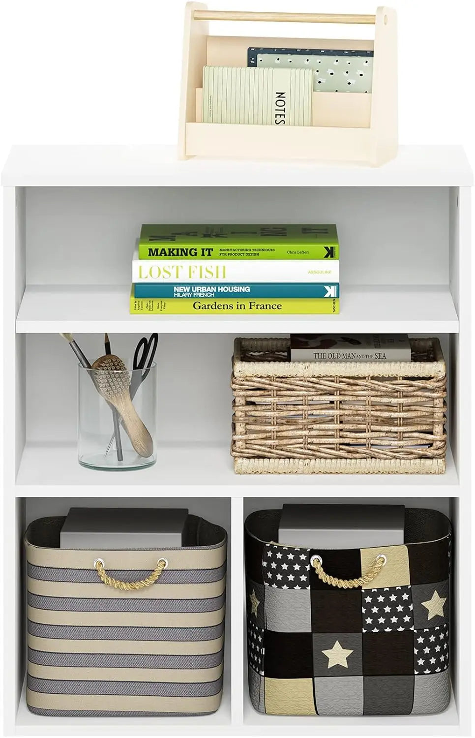 3 Tier White Display Bookcase for Home Office Storage and Organization