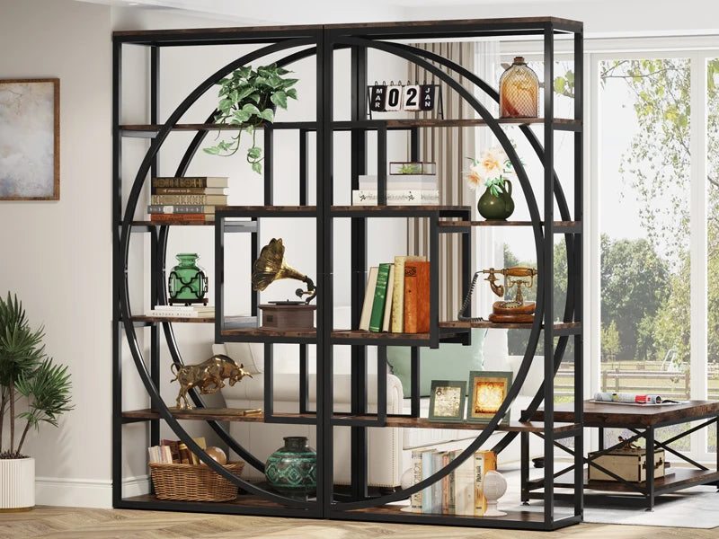Bookshelf, Industrial 5-Tier Etagere Bookcase, 70.8 inch Tall Bookshelf , Book Shelf Display Tack Shelving Unit