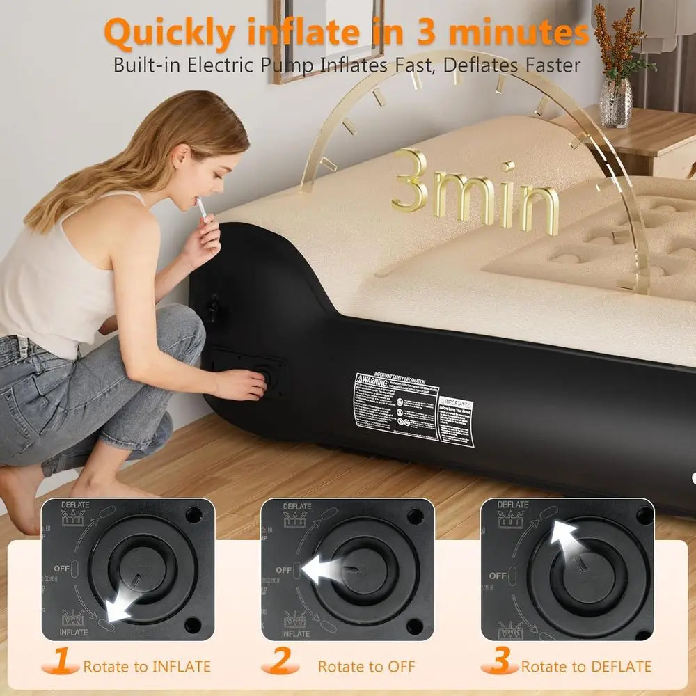 16 Inflatable Air Mattress with Quick-Pump, Luxury Comfort for Camping and Home Use