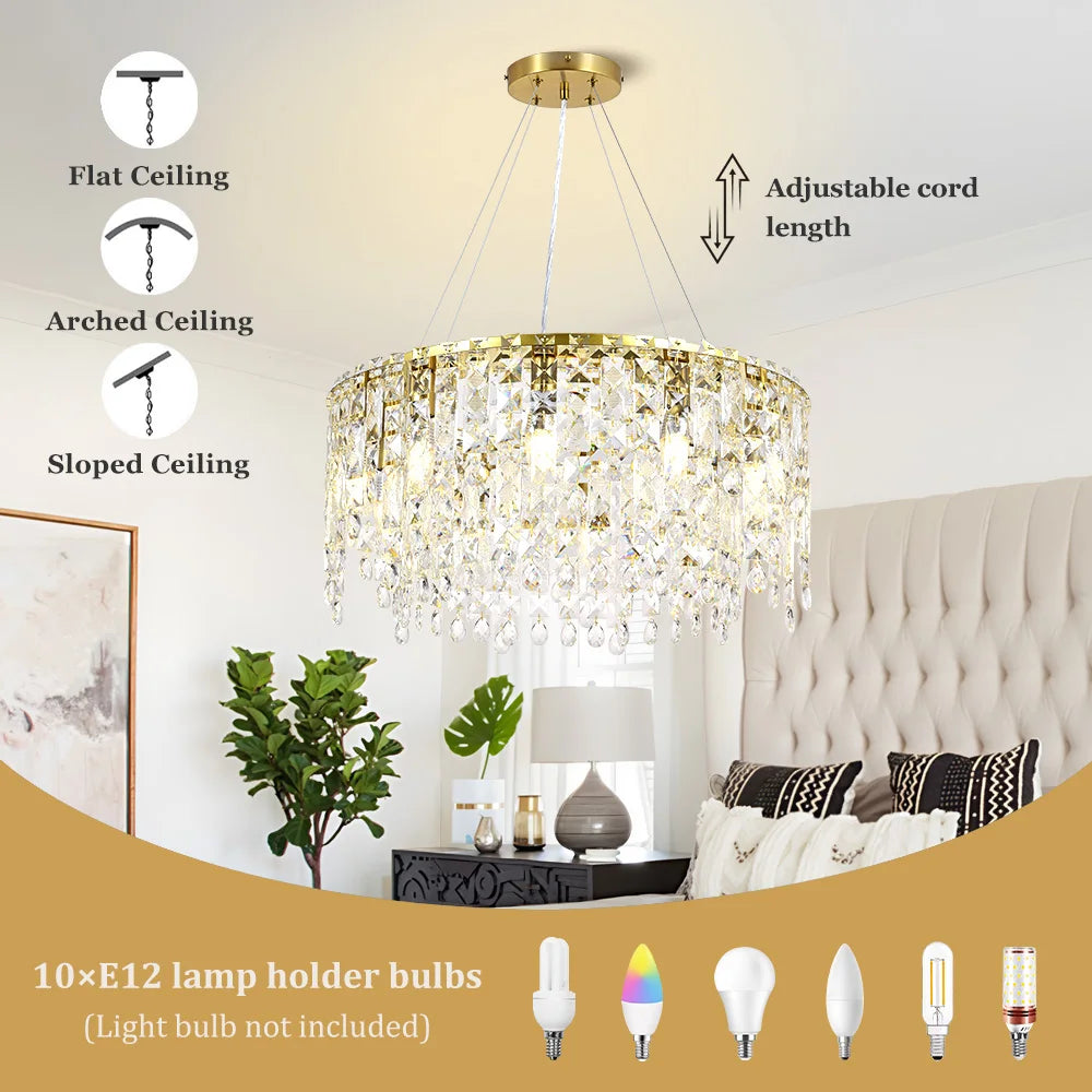 Modern Crystal Chandelier Living Room Ceiling Chandeliers Villa Loft Silver Lustre Lighting Home Decor Hanging Ceiling Lights