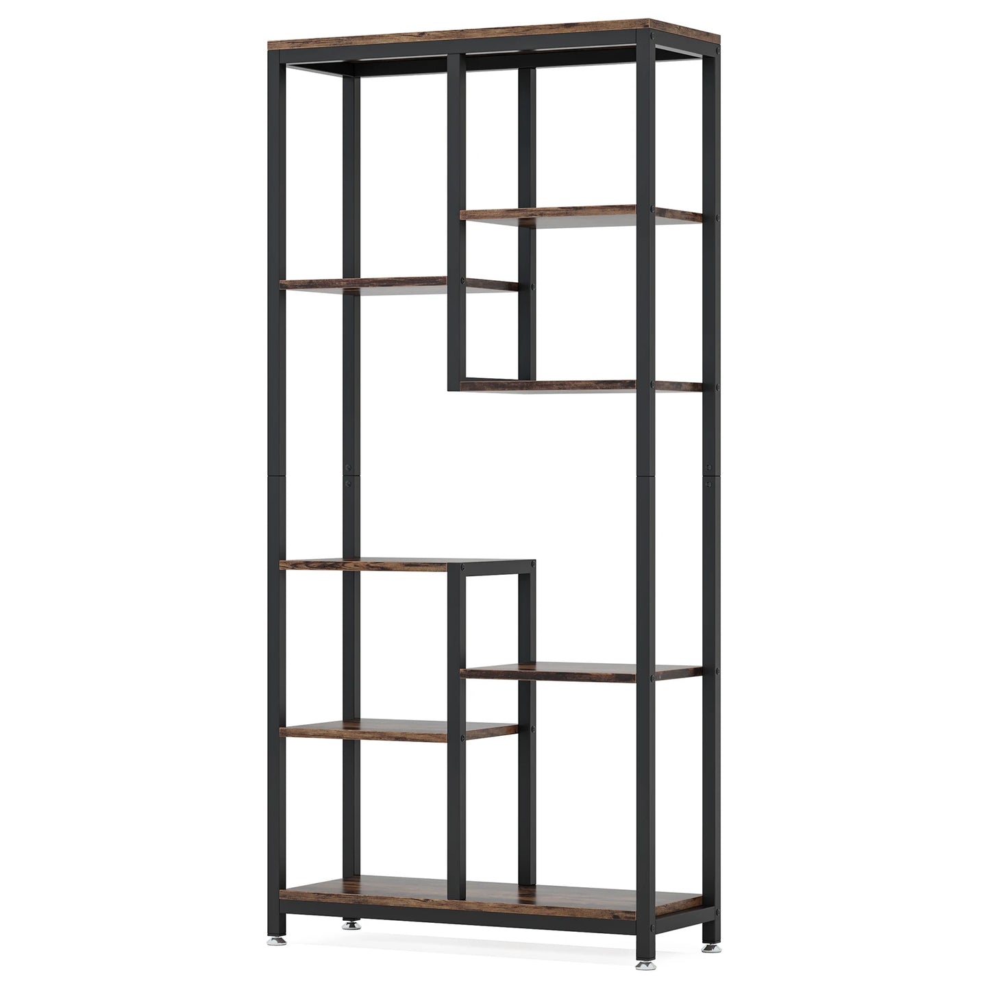 Tribesigns Modern 8-Tier Staggered Bookcase -, Wide Wood Etagere Shelving Unit