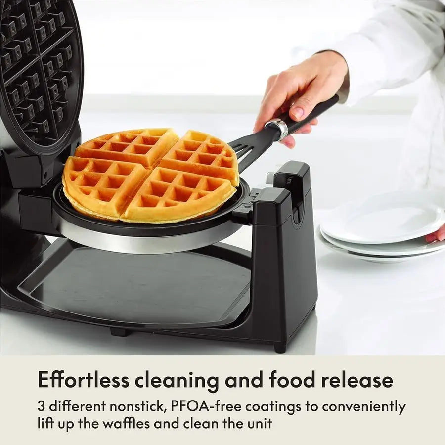 Classic Rotating Belgian Waffle Maker with Nonstick Plates, Removable Drip Tray, Adjustable Browning Control and Cool Touch Hand