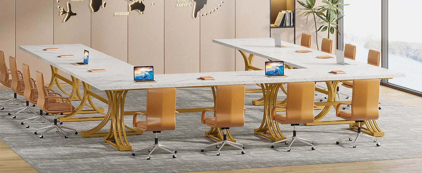 Tribesigns Modern Office Desk, 70.9" Wooden Computer Desk,Executive Desk with Gold Metal Legs, Large Workstation Home Office