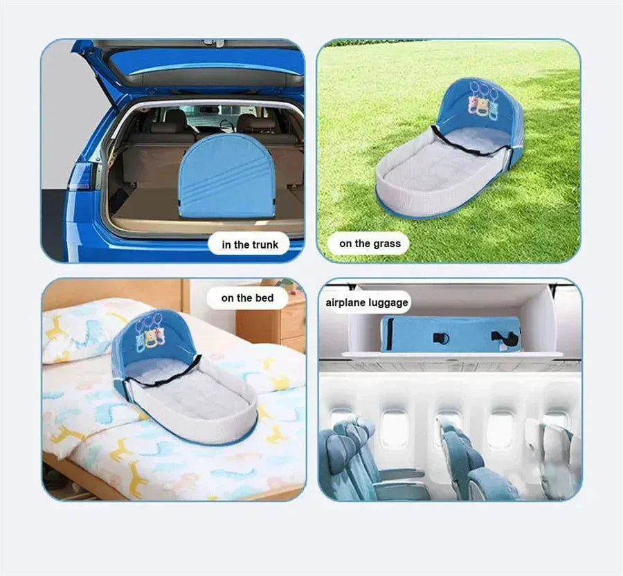 Portable Newborn Baby Bed - Bionic Isolation Travel Crib, Foldable Anti-Stress Bassinet for Baby