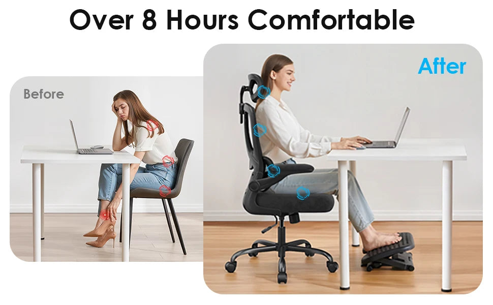 Ergonomic Office Chair, Desk Chair with Headrest and Lumbar Support, High Back Swivel Home Office Chair