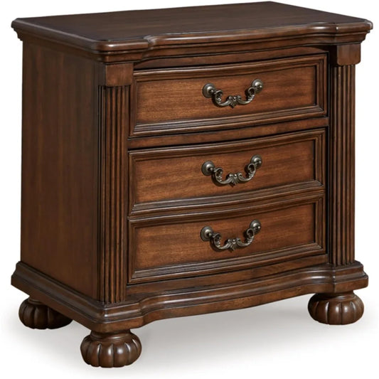 Ashley Lavinton Classic Style 2-Drawer Nightstand, 28 High, Dark Brown Finish for Bedroom Use