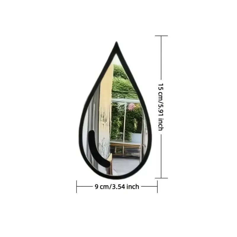 3/6pcs Drop-Shaped Acrylic Mirror Wall Stickers, Self-Adhesive Wall Decals for Office, Living Room & Bedroom Decor