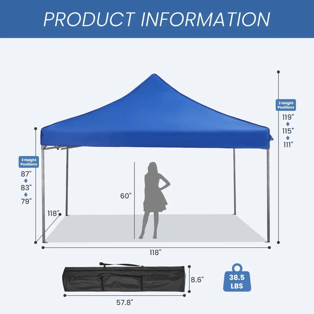 GIANNA 10x10 FT Pop Up Canopy Tent with Slant Legs and Carrying Bag, Easy Setup Outdoor Shelter for Patio, Garden, Beach, Blue