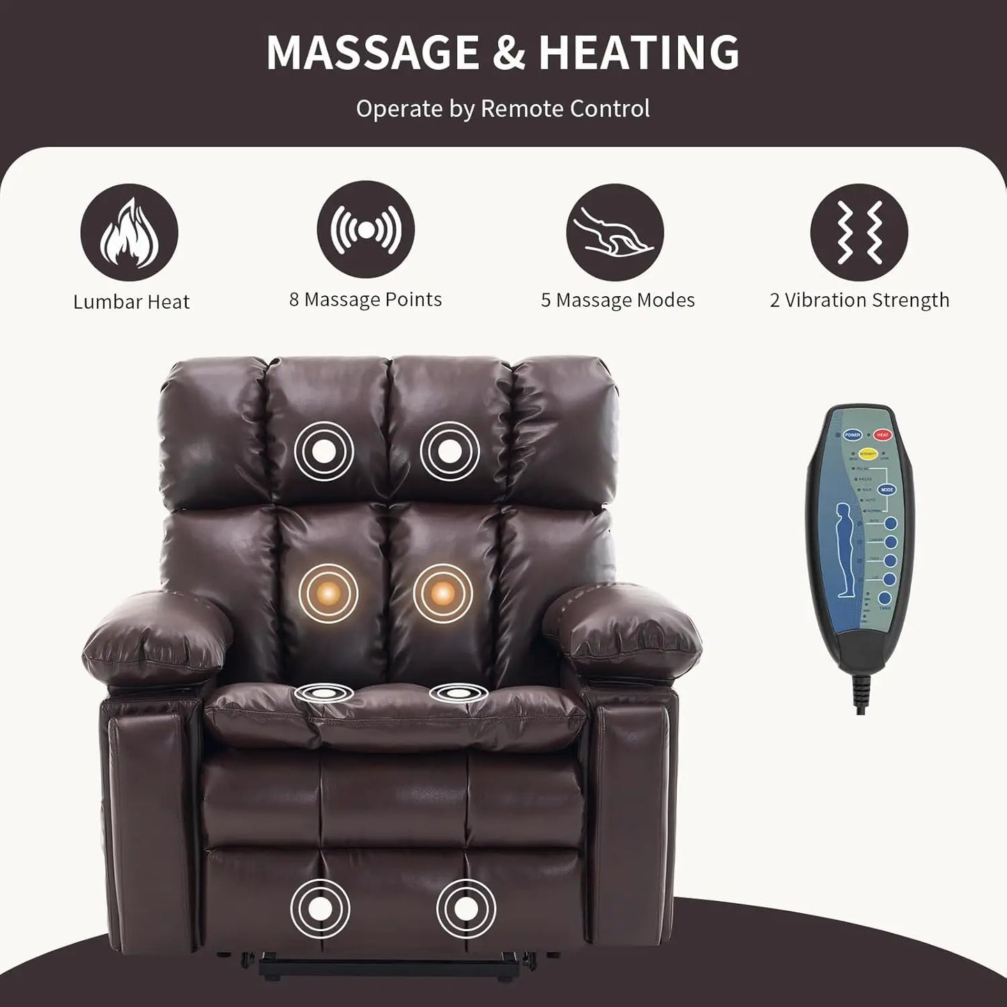 Oversized Dual Motor Power Lift Recliner Chair with Adjustable Headrest for Elderly Faux Leather Customizable Infinite Position